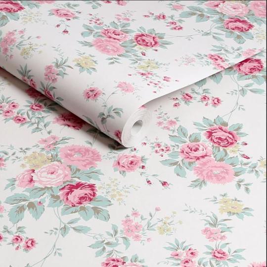 tapeta ruza kvitnuca romanticka harmonia modro biely podklad kvety listy vintage kvetinovy veniec nostalgia.jpg